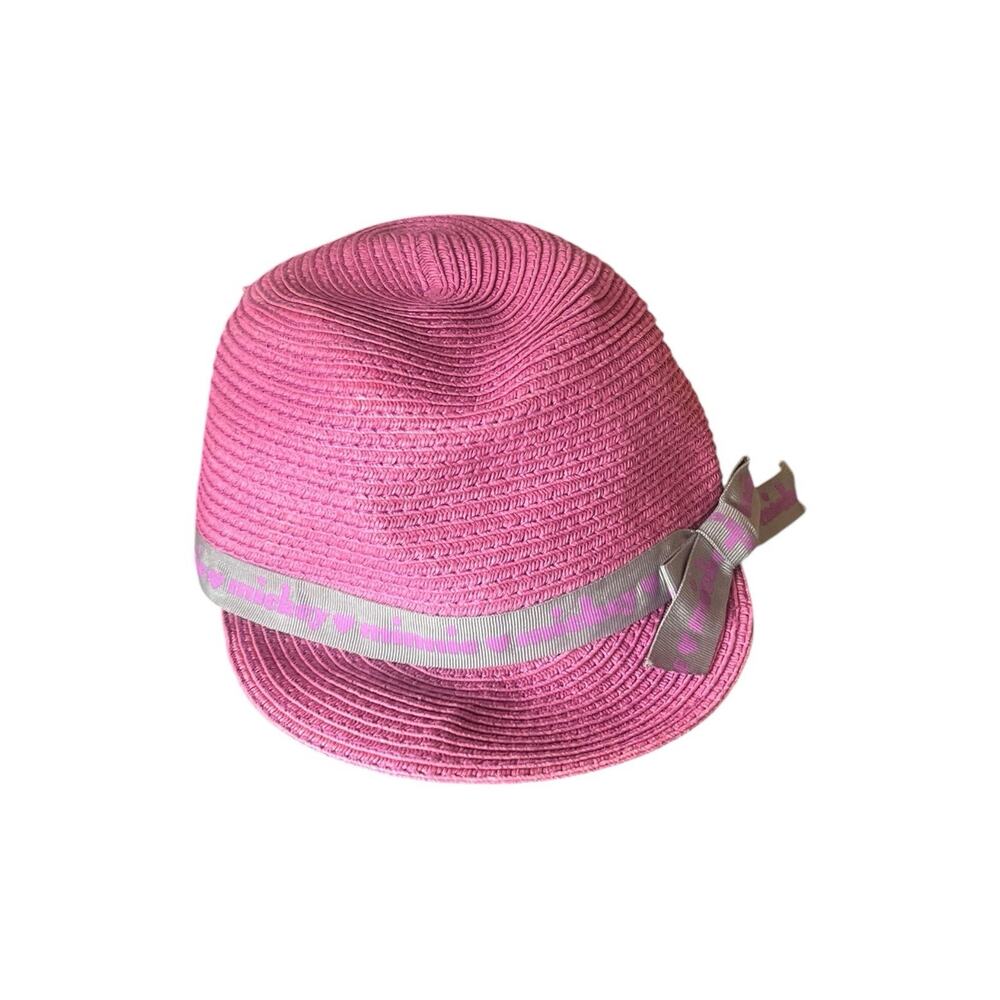 Disney Parks Exclusive Straw Hat CoralPink Ribbon w/Mickey Adult Rare Vintage
